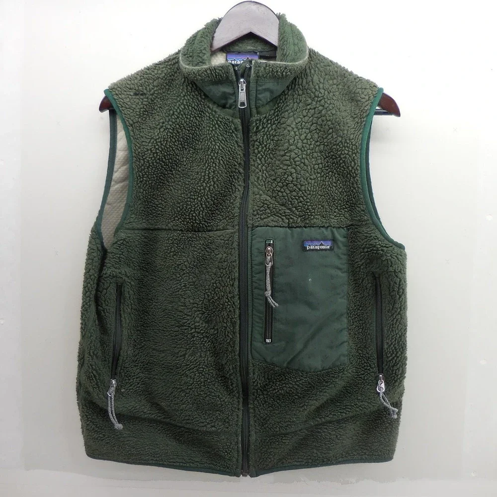 Patagonia Mens Retro-X Fleece Vest Green Full Zip Sherpa Size Medium 23044